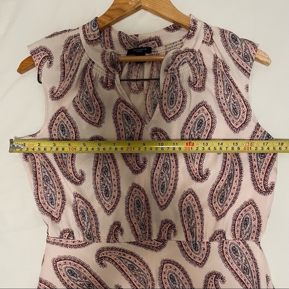 Ann Taylor Paisley Sleeveless Tie Neck Flowy Sheath Midi Dress - Picture 8 of 9